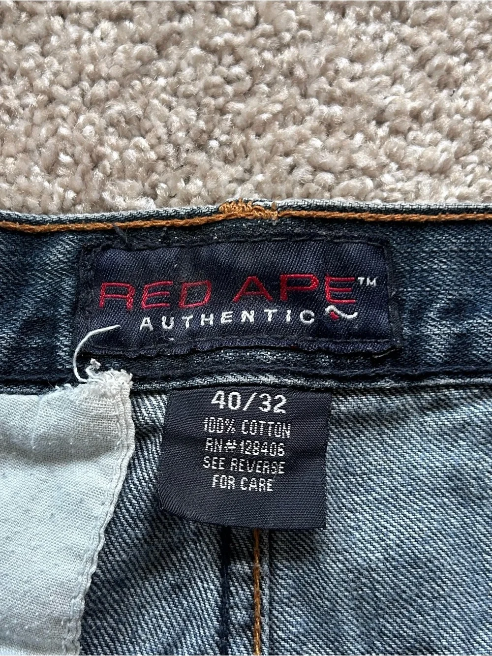 Red Ape Authentic Cargo Carpenter Jeans | Men's 40x32 | Dark Wash Y2K Baggy